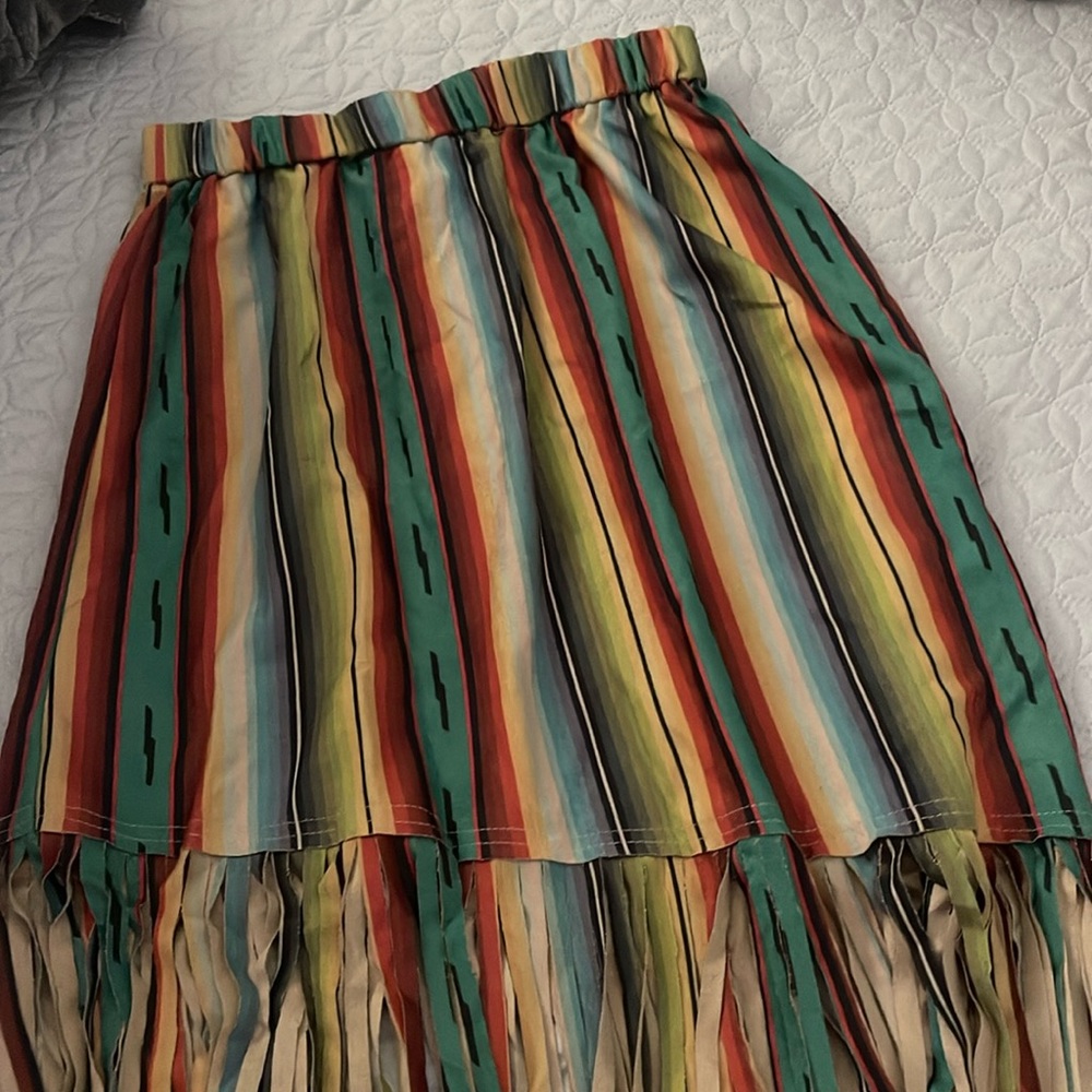 Fringe multicolored western skirt
